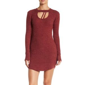 Mock Choker Knit Sweater Dress